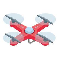 icono de dron rojo, estilo isométrico vector