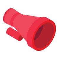 Red bullhorn icon, isometric style vector