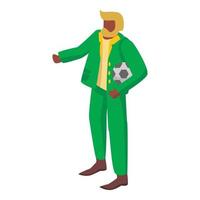 Old brazil soccer supporter icon, isometric style vector