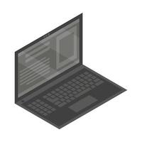 Black laptop icon, isometric style vector