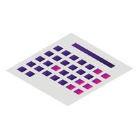 Table calendar icon, isometric style vector