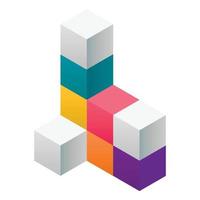 Cube solution construction icon, isometric style vector