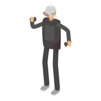 Boy in virtual reality icon, isometric style vector