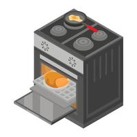 Cooker stove icon, isometric style vector