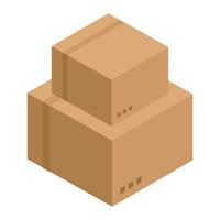 Stack of carton box icon, isometric style vector