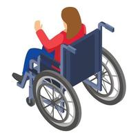 icono de mujer en silla de ruedas, estilo isométrico vector