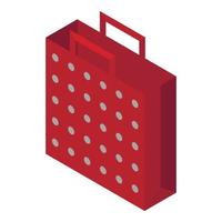 Red dotted bag icon, isometric style vector