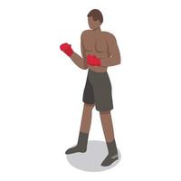 icono de hombre de boxeo africano, estilo isométrico vector