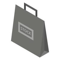 icono de bolsa de papel gris, estilo isométrico vector