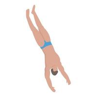 Man diving in pool icon, isometric style vector