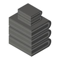 Black towel stack icon, isometric style vector