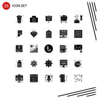 Pictogram Set of 25 Simple Solid Glyphs of repair man education avatar checkout Editable Vector Design Elements