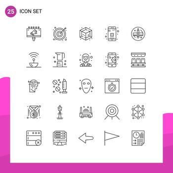 25 User Interface Line Pack of modern Signs and Symbols of tool pencil process creative delete Editable Vector Design Elements