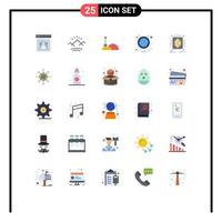 25 Universal Flat Color Signs Symbols of rapid object construction school supplies globe Editable Vector Design Elements