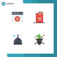 Modern Set of 4 Flat Icons and symbols such as app moon gasoline mosque cactus Editable Vector Design Elements