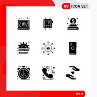 Set of 9 Commercial Solid Glyphs pack for shopping ecommerce donation marketing finance Editable Vector Design Elements