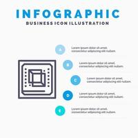 Chip Computer Cpu Hardware Processor Line icon with 5 steps presentation infographics Background vector