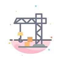 Architecture Construction Crane Abstract Flat Color Icon Template vector