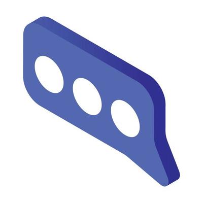 Blue chat bubble icon, isometric style