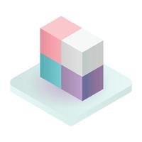 Cube solution icon, isometric style vector