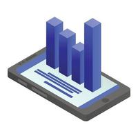 Smartphone chart icon, isometric style vector