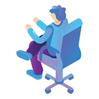 Boy at armchair icon, isometric style vector