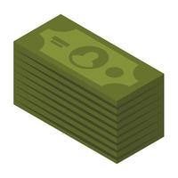 Dollar stack icon, isometric style vector