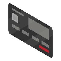 icono de tarjeta de crédito bancaria negra, estilo isométrico vector