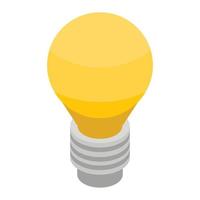 Yellow bulb icon, isometric style vector
