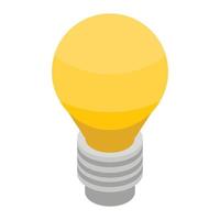 Yellow bulb icon, isometric style vector