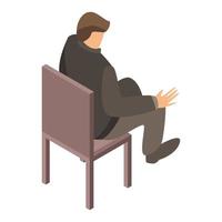 Man at office chair icon, isometric style vector