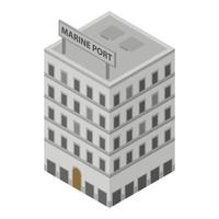 Marine port building icon, isometric style vector