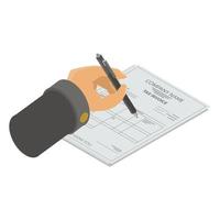 Sign tax invoice icon, isometric style
