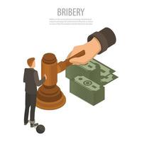 Judge bribery concept background, isometric style vector