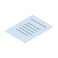 Text paper icon, isometric style vector