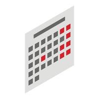 Office calendar icon, isometric style vector