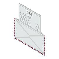 Bill letter icon, isometric style vector