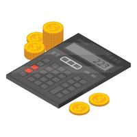 Financial calculator icon, isometric style vector