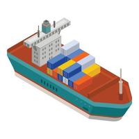 Cargo ship icon, isometric style vector