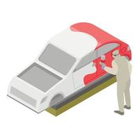 Man painted car icon, isometric style vector