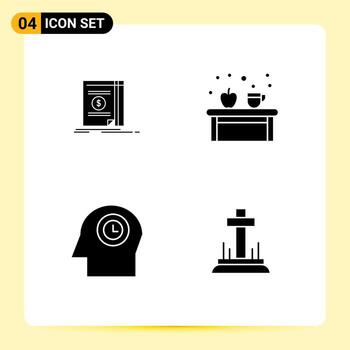 Editable Vector Line Pack of Simple Solid Glyphs of book face novel drink time Editable Vector Design Elements