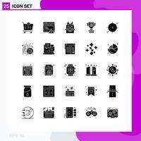 Universal Icon Symbols Group of 25 Modern Solid Glyphs of focus reward cart achievement award Editable Vector Design Elements