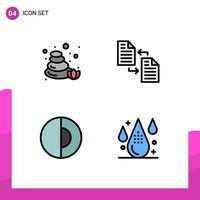 Pack of 4 creative Filledline Flat Colors of stones geology archive page world Editable Vector Design Elements