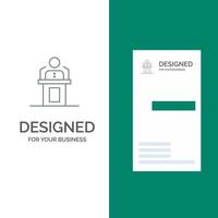 orador persona presentación profesional seminario público discurso gris diseño de logotipo y plantilla de tarjeta de visita vector