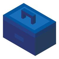 Blue tool box icon, isometric style vector