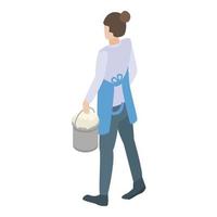 Cleaning service woman icon, isometric style vector