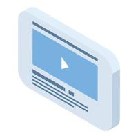 icono de página de reproducción de video web, estilo isométrico vector