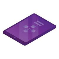 Violet tablet icon, isometric style vector