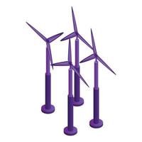 Wind turbine plant icon, isometric style vector