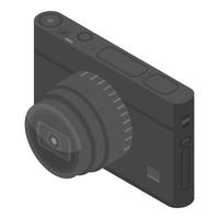 Black camera icon, isometric style vector